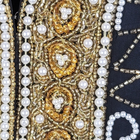 NWT Vintage Laurence Kazar Heavily Beaded Silk Event Short Sleeve Jacket SZ L - Picture 11 of 12